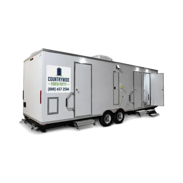 Luxury mobile restroom trailer rental